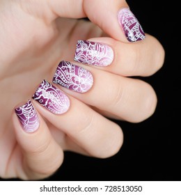 purple pink manicure flower