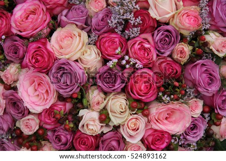 pink purple roses wedding