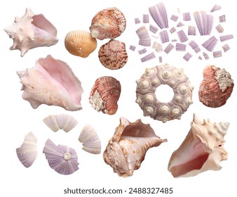 Pink and purple seashells - Premium isolated images - Powered by Shutterstock