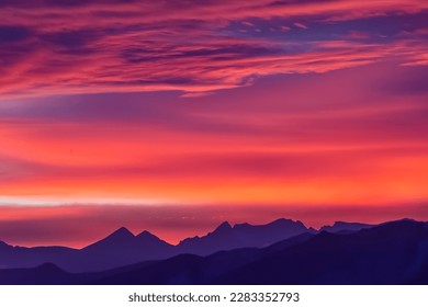 Pink and Purple Sunset over Rocky Mountains