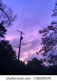 Pink And Purple Sunset With Power Lines