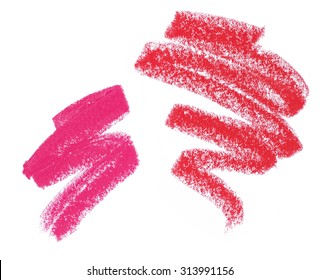Pink And Red Lipstick Swatches On White