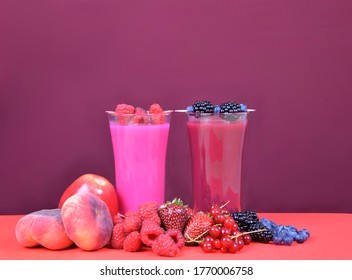 pink and red smoothie - healthy fresh drink