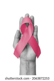 Pink Ribbon For Breast Cancer Awareness In October, Wear Pink Day Charity For Woman Health Fighting With Breast Tumor Illness (bow Isolated With Clipping Path On White Background)