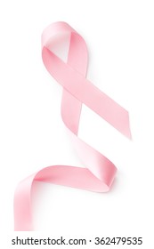 Pink Ribbon Breast Cancer On White Background