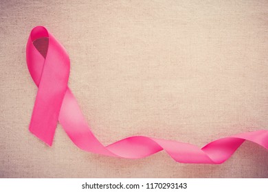 Pink ribbon, October pink breast cancer background - Shutterstock ID 1170293143