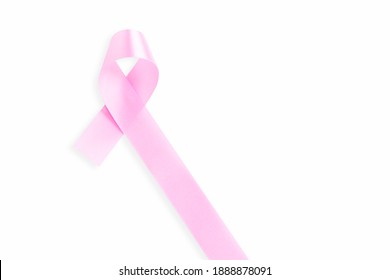 Pink Ribbon On White Background. Cancer Day. Cancer Concept