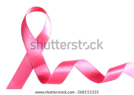 Pink ribbon on white isolated background.Pink ribbon cancer