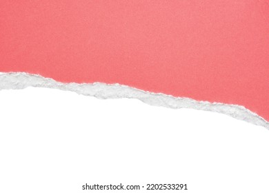 Pink Ripped Paper Torn Edges Strips Isolated On White Background