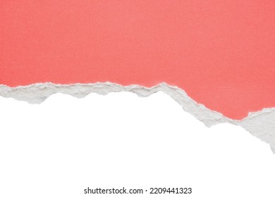 Pink Ripped Paper Torn Edges Strips Isolated On White Background