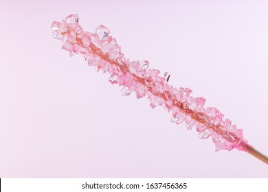 Pink Rock Candy On A Pink Paper Background, Horizontal, Closeup