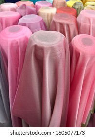 Pink Roll Of Fabric For Taylor Made Clothing Or Textile Business Silk Chiffon Material 