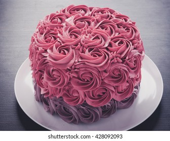 Pink Rose Cakeombre Cakecake Pink Roses Stock Photo Edit Now