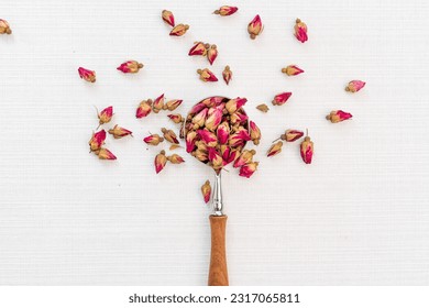 pink rose tea in cup white background