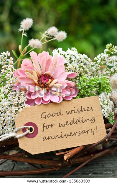 Pink Roses Card Wedding Anniversarycongratulations On Stock Photo Edit Now 155063309