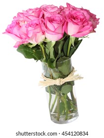 Pink Roses In Vase