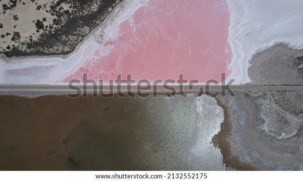Pink Salt Lake in South\
Australia
