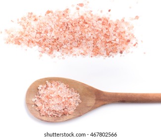 Pink Salt In White Background / Himalayan Salt