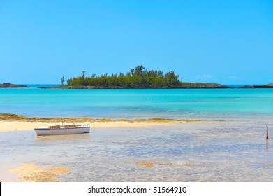 Pink Sand Beach Seen In The Caribbean Island Eleuthera, Bahamas