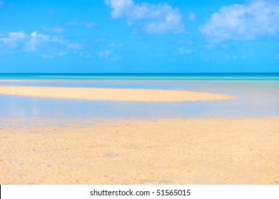 Pink Sand Beach Seen In The Caribbean Island Eleuthera, Bahamas