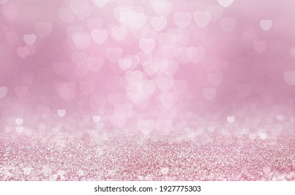 Pink Sand And Heart Bokeh Blur  Purple Background, Abstract Sparkling Luxury Wallpaper.