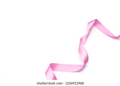 Pink Satin Ribbon Isolated On White Backgroun