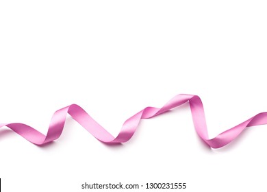 Pink Satin Ribbon Isolated On White Backgroun