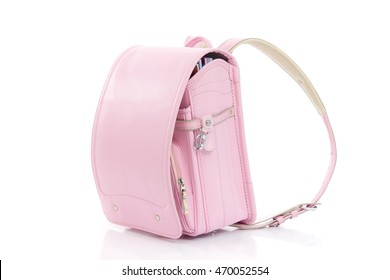 Pink School Bag On White Background Isolated,randoseru