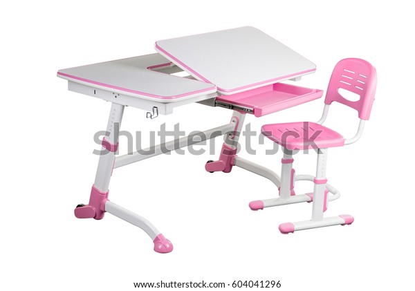 Pink School Desk Pink Chair Stand Stock Photo Edit Now 604041296