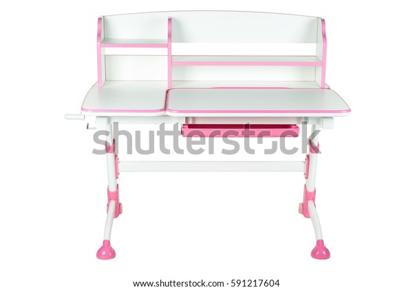 Pink School Desk Isolated On White Stock Photo Edit Now 591217604