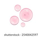 Pink serum oil sample swatch round shape texture isolated on white background. cosmetic Hyaluronic acid retinol collagen science lab product 