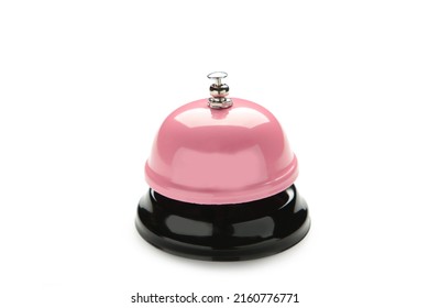 Pink Service Bell Isolated On White Background. Top View