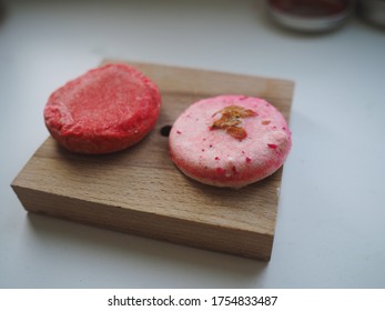 Pink Shampoo Bar On A Wooden Dish Zero Waste