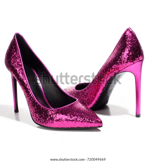 Pink Shiny Highheeled Shoes On White Stock Photo (Edit Now) 720049669