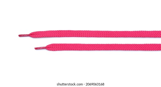 Pink shoe laces isolated on white background - Powered by Shutterstock