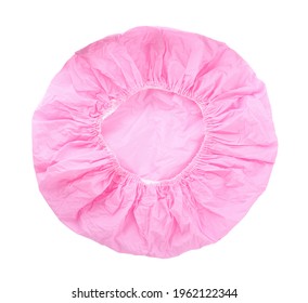 Pink Shower Cap Isolated On White, Top View