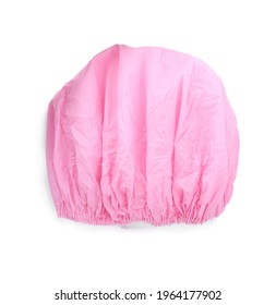 Pink Shower Cap Isolated On White, Top View