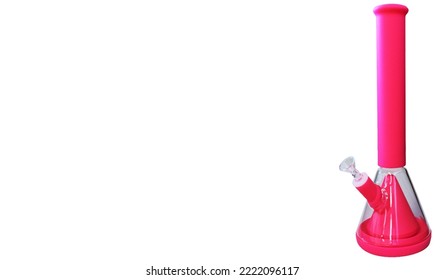 Pink Silicone Acrylic And Glass Bong Bubbler Pipe - Transparent Clear Base Style Design | Isolated Cutout On Solid White Background