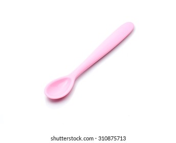 Pink Silicone Baby Spoon
