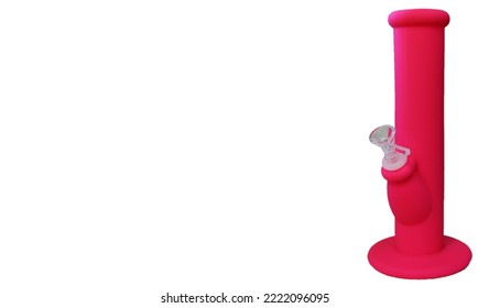 Pink Silicone Bong Bubbler Pipe - Straight Shot Tube Shape Design | Isolated Cutout On Solid White Background