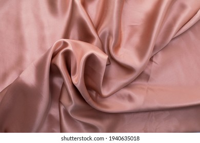 Pink Silk Bed Sheet Crumpled, Mulberry Silk Material