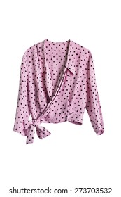 Pink Silk Blouse With A Bow Isolated Over White