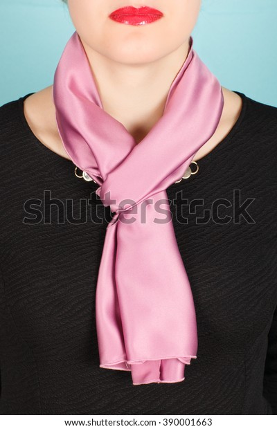 pink silk neck scarf