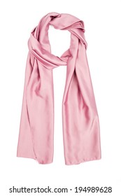 Pink Silk Scarf Isolated On White Background