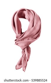 Pink Silk Tied Neckerchief Isolated Over White