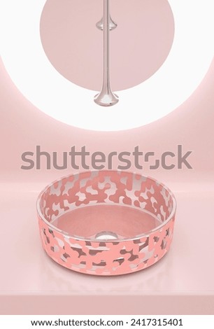 pink sink and faucet in modern bathroom interior