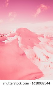 Pink Snow Abstract Mountains Shadows