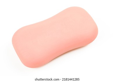 Pink Soap Bar Isolated On White Background