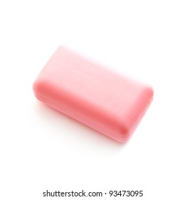 Pink Soap Bar Isolated On White