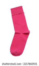 Pink Sock Isolated On White, Top View